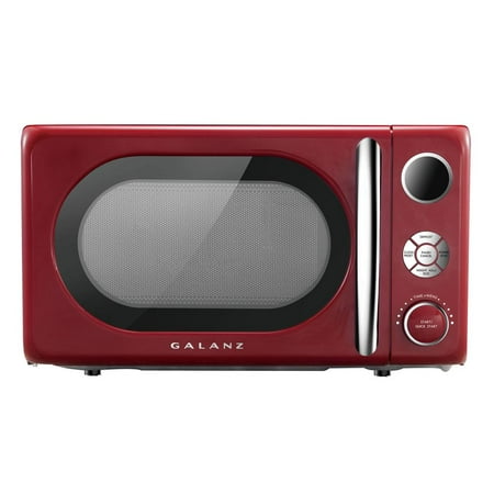 Galanz GLCMKA07RDR-07 Microwave Oven, LED Lighting, Pull Handle Design, Child Lock,Retro Red, 0.7 Cu.Ft