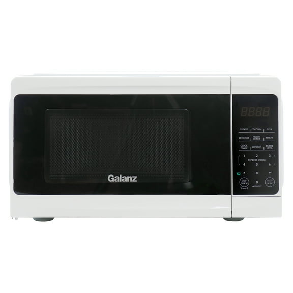 Galanz 0.7 cu ft 700W Countertop Microwave Oven in White with One Touch Express Cooking