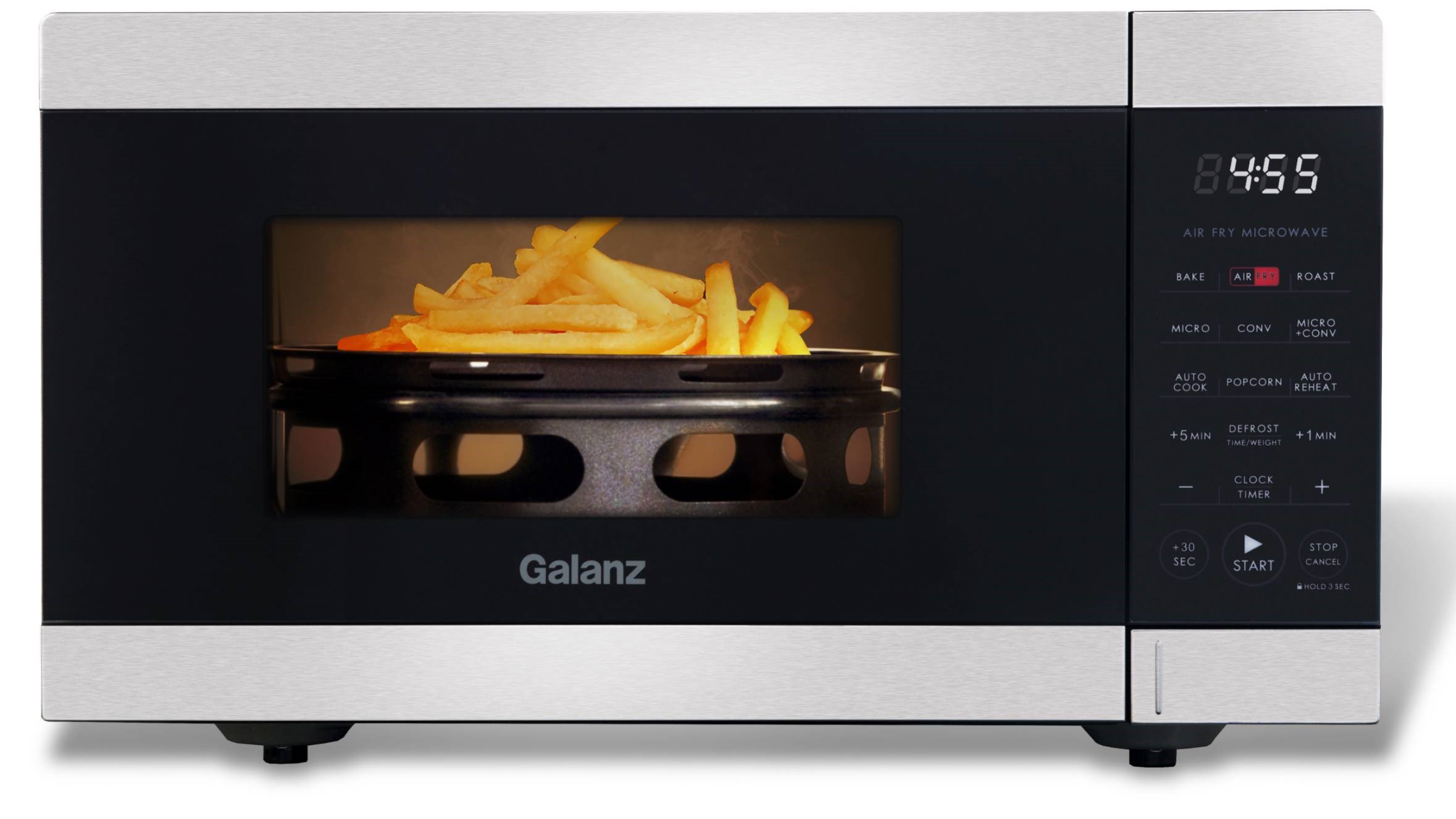 Galanz 0.9 Cu ft Air Fry Countertop Microwave, 900 Watts, Stainless Steel, New - image 1 of 11