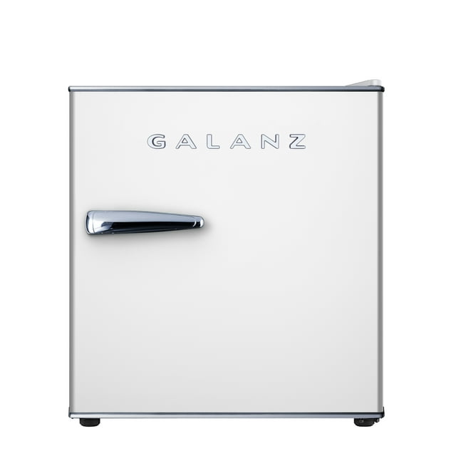 Galanz 1.7 Cu ft Mini Fridge Retro, White, New, Width 17.48"