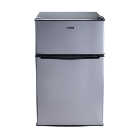 Galanz 3.1 Cu Ft Two Door Mini Fridge With Freezer Stainless Steel - Energy star certified, compact and efficient for dorms, offices, and small spaces