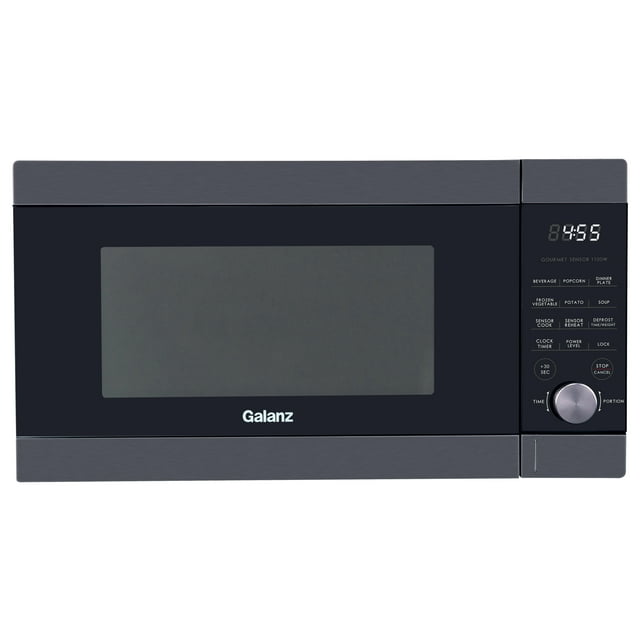 Galanz Express Wave 1.4 Cu ft Sensor Cooking Microwave Oven, Black Stainless Steel, New