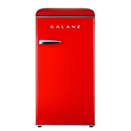 Galanz GLR33MRDR10 3.3 Cu. ft. Single Door Retro Compact Refrigerator with Chiller, Red