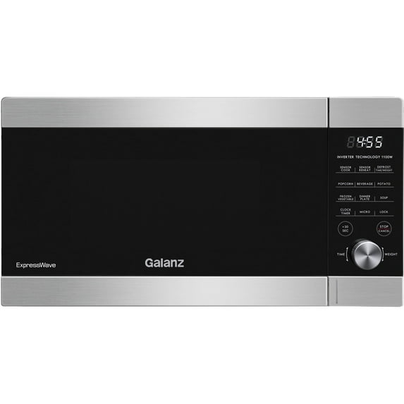 Galanz Microwave Oven ExpressWave with Patented Inverter Technology, Sensor Cook & Sensor Reheat, 10 Variable Power Levels, Express Cooking Knob, 1100W 1.6 Cu Ft Stainless Steel