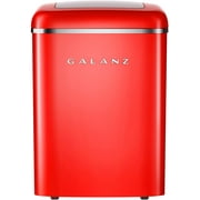 Galanz Portable Countertop Electric Maker Machine 26 lbs in 24 Hours, 9 Bullet Shaped Cubes Ready in 9 Minutes, 2 Ice Sizes, Perfect for Parties & Home Bar, 2.1 L, Retro Red