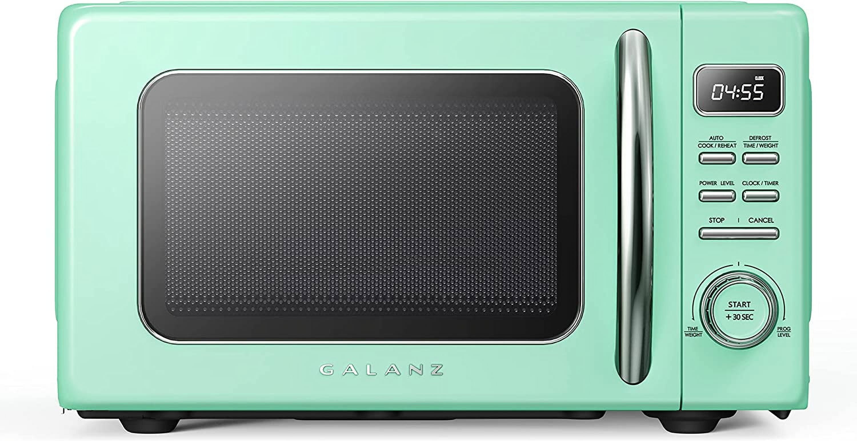 Galanz Retro Countertop Microwave Oven with Auto Cook & Reheat, Defrost,  Quick Start Functions, Easy Clean with Glass Turntable, Pull Handle, 1.1 cu  ft, Blue 