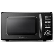 Galanz Retro Countertop Microwave Oven with Auto Cook & Reheat, Defrost, Quick Start Functions, Easy Clean with Glass Turntable, Pull Handle, .9 cu ft, Black