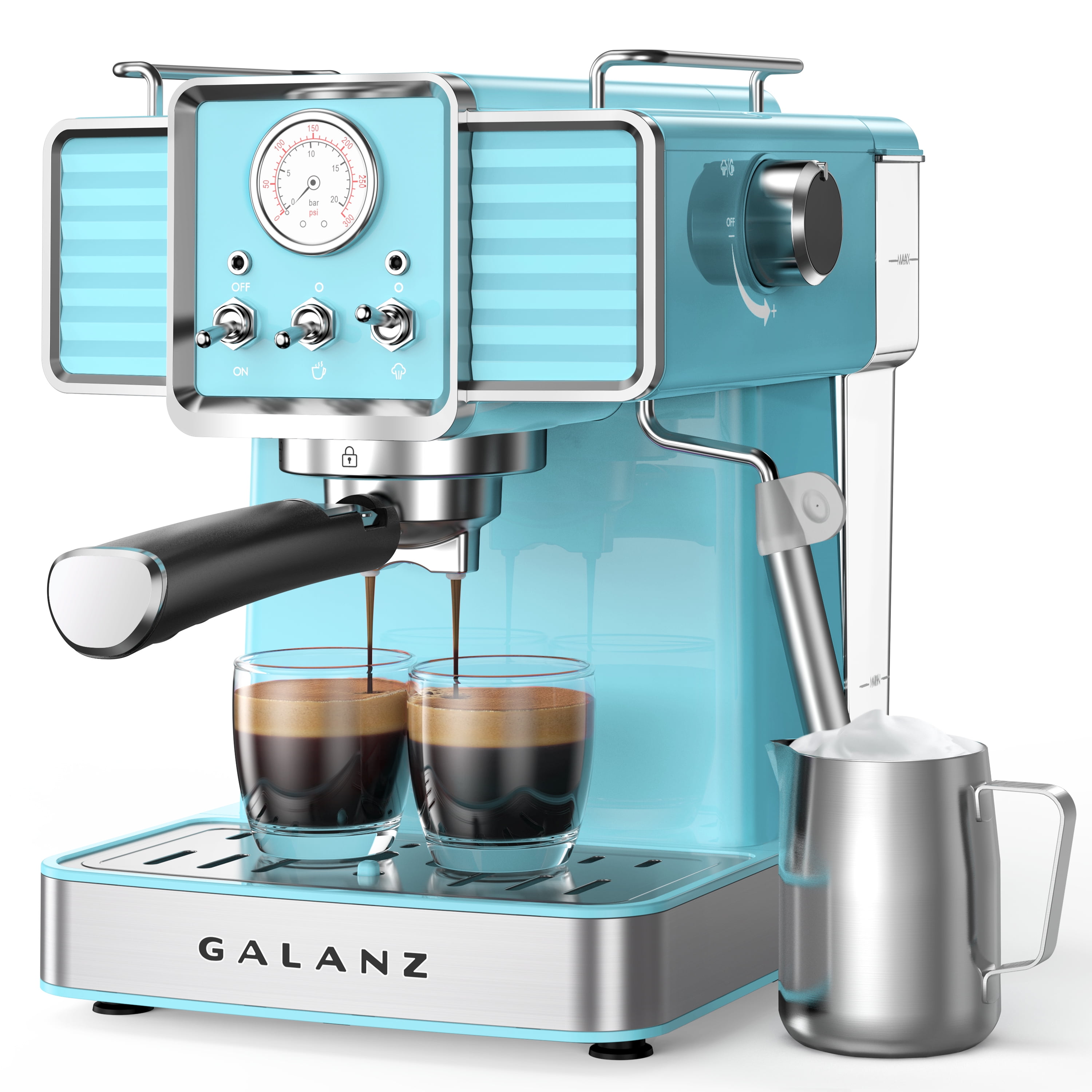 https://i5.walmartimages.com/seo/Galanz-Retro-Espresso-Machine-with-Milk-Frother-15-Bar-Pump-Professional-Cappuccino-and-Latte-Machine-1-5L-Removable-Water-Tank-Retro-Blue-1350-W_8f069997-2eec-4bd0-af68-b250283db283.87cd4b2faf639b0843fee897842c99ab.jpeg