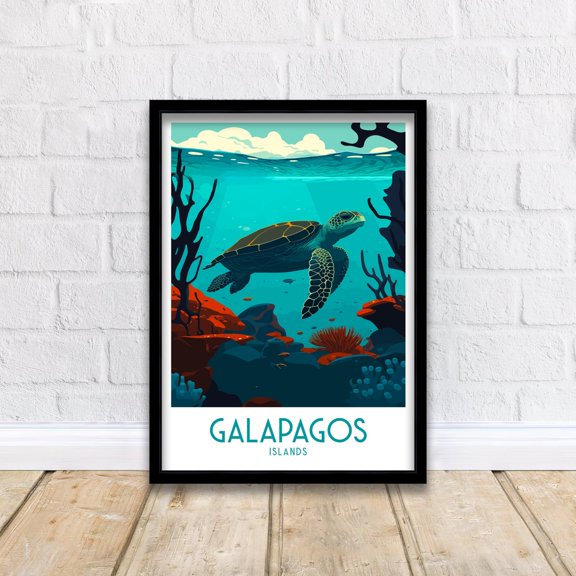 Galapagos Islands Travel Ecuador Sea Turtle Art Print