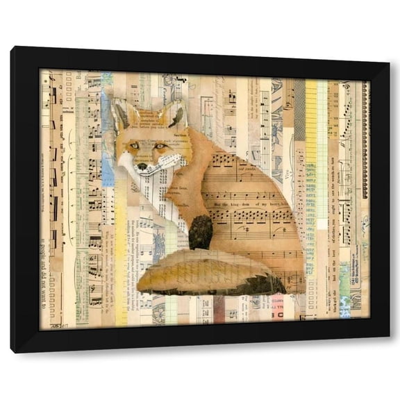 Nikki Galapon 14x12 Black Modern Wood Framed Wall Art Titled - Red Fox Collage II
