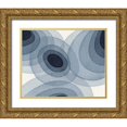 thumbnail image 1 of Galapon, Nikki 14x12 Gold Ornate Wood Framed with Double Matting Museum Art Print Titled - Indigo Ovals I, 1 of 4