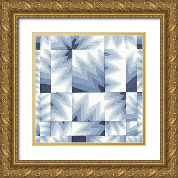 Galapon, Nikki 15x15 Gold Ornate Wood Framed with Double Matting Museum Art Print Titled - Gradient Indigo IV