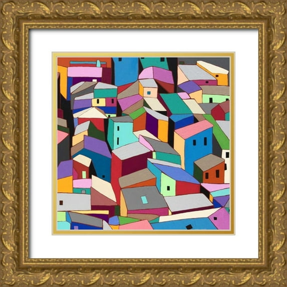 Galapon, Nikki 15x15 Gold Ornate Wood Framed with Double Matting Museum Art Print Titled - Rooftops II