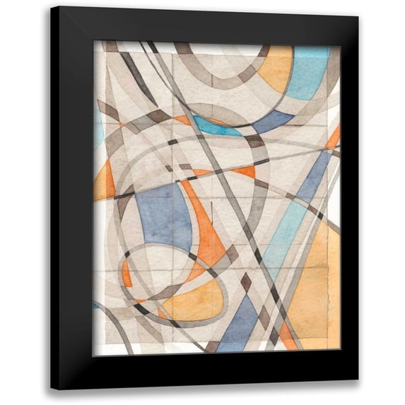 Galapon, Nikki 15x18 Black Modern Framed Museum Art Print Titled - Ovals and Lines II
