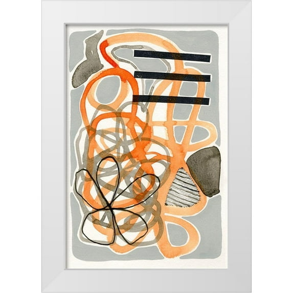 Galapon, Nikki 17x24 White Modern Wood Framed Museum Art Print Titled - Orange And Grey Scramble II