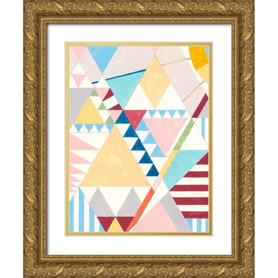 Galapon, Nikki 19x24 Gold Ornate Wood Framed with Double Matting Museum Art Print Titled - Triangles and Pyramids I