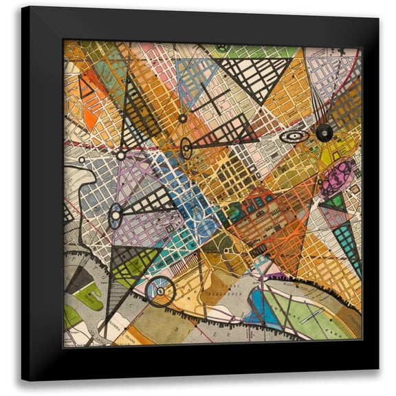Galapon, Nikki 20x20 Black Modern Framed Museum Art Print Titled - Modern Map of D.C.