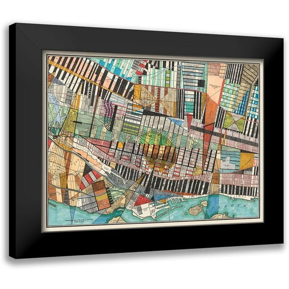 Galapon, Nikki 24x19 Black Modern Framed Museum Art Print Titled - Modern Map of Montreal