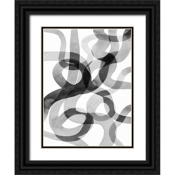 Galapon, Nikki 25x32 Black Ornate Wood Framed with Double Matting Museum Art Print Titled - Meander I
