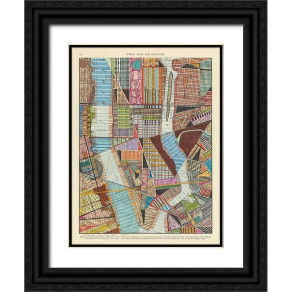 Galapon, Nikki 25x32 Black Ornate Wood Framed with Double Matting Museum Art Print Titled - Modern Map of New York II