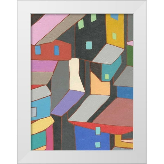 Galapon, Nikki 25x32 White Modern Wood Framed Museum Art Print Titled - Rooftops in Color V