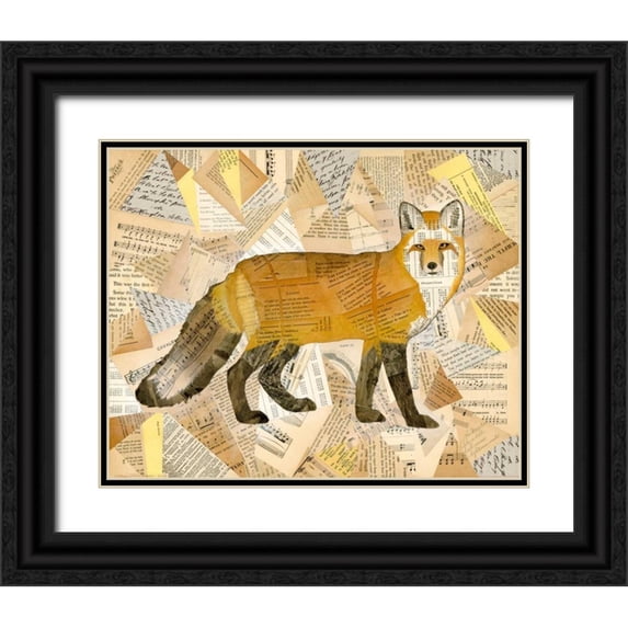 Galapon, Nikki 32x26 Black Ornate Wood Framed with Double Matting Museum Art Print Titled - Red Fox Collage I