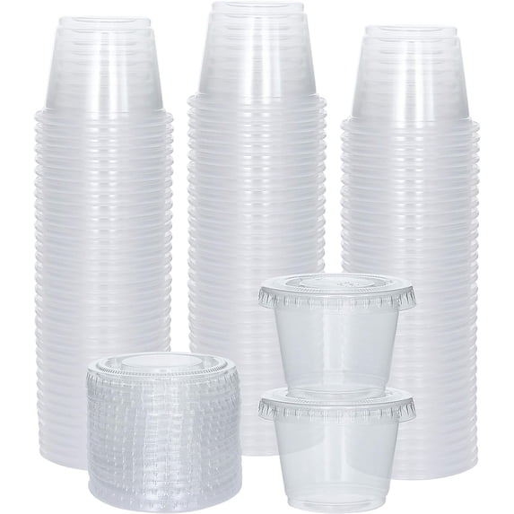 Clear Plastic Portion cups with Lid, 0.5 oz 100 Sets Disposable Jello Shot Cups by Galashield