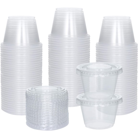Clear Plastic Portion cups with Lid, 2.5 oz 100 Sets Disposable Jello Shot Cups by Galashield