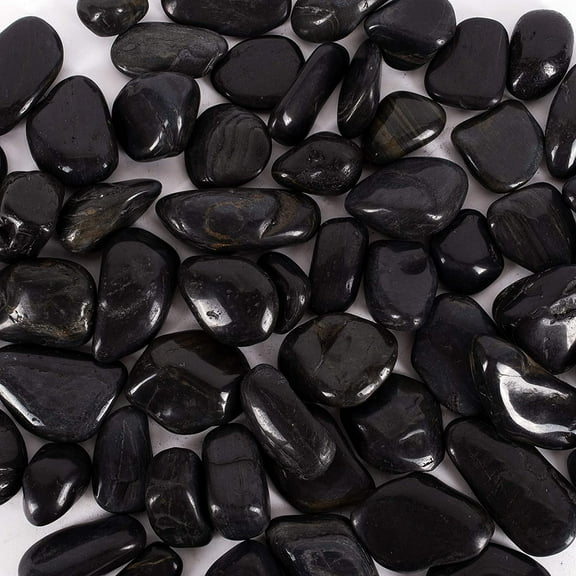 5 lbs Black River Rocks For Landscaping 45 Stones (1.6-2.4 Inches), Polished Decorative Pebbles for Plants, Fish Tank, Vase