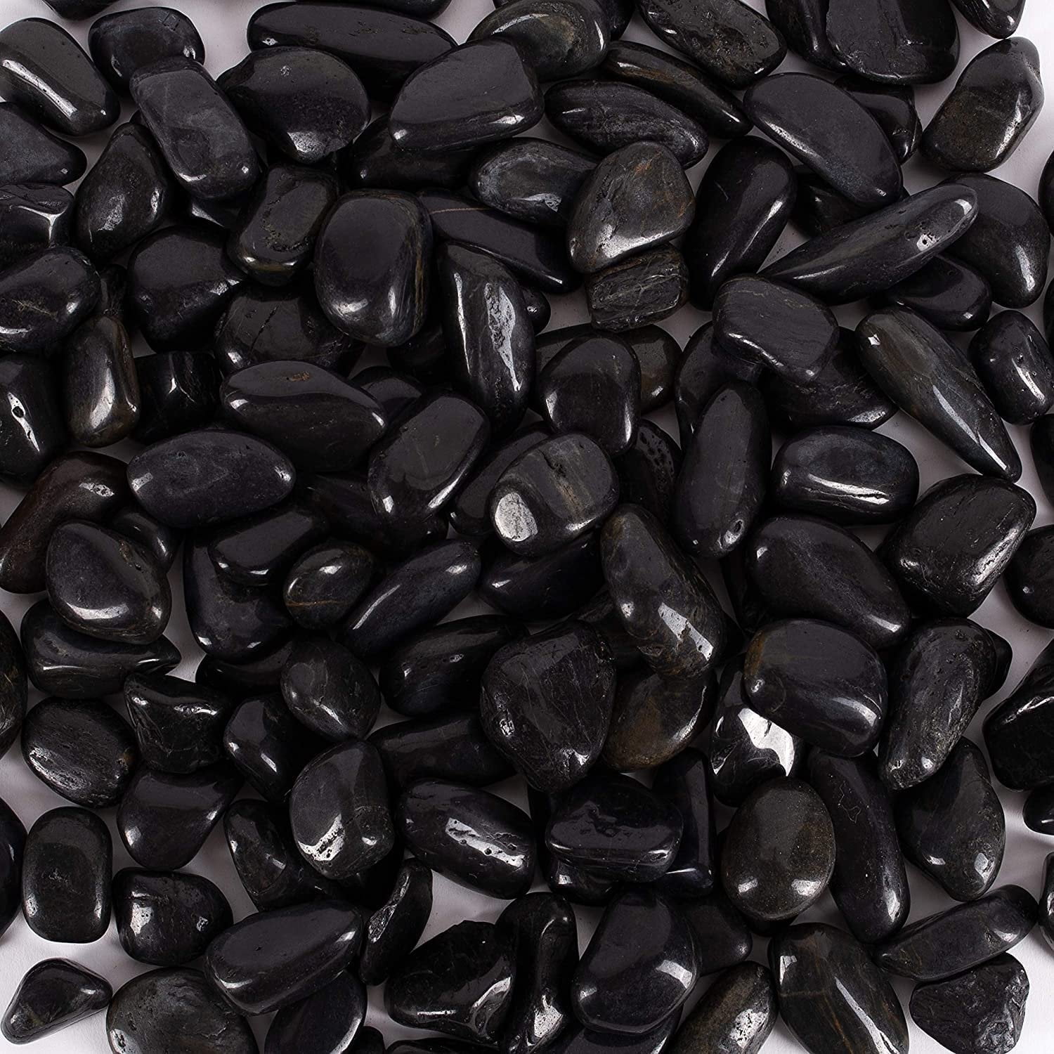 Galashield, 5 lbs Black River Rocks, 130 Polished Decorative Pebbles, 0 ...