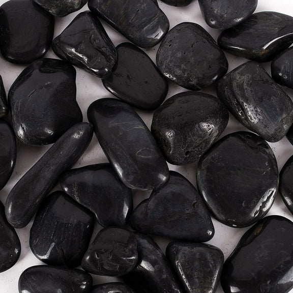 5 lbs Black River Rocks For Landscaping 25 Stones (2-3 Inches), Polished Decorative Pebbles for Plants, Fish Tank, Vase