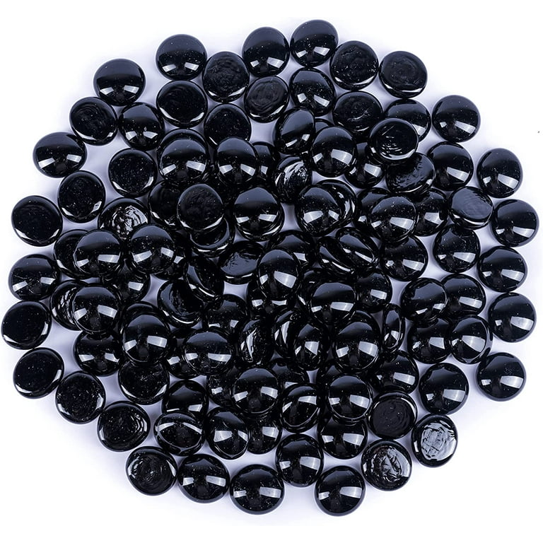 Galashield Black Flat Glass Marbles for Vases Black Stone Glass Gems Beads  Pebbles Vase Filler (1 LB, Approx. 100 PCS)