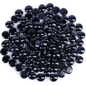 Galashield Black Flat Glass Marbles for Vases Black Stone Glass Gems Beads Pebbles Vase Filler (1 LB, Approx. 100 PCS)