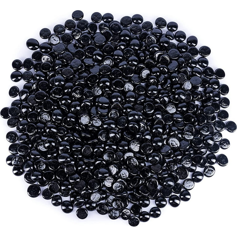 Galashield Black Flat Glass Marbles for Vases Glass Gems Beads Pebbles Vase  Filler 5 lbs, Approx. 450 Pcs 