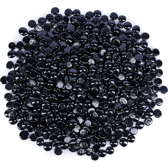 Galashield Black Flat Glass Marbles for Vases Glass Gems Beads Pebbles Vase Filler 5 lbs, Approx. 450 Pcs