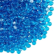 Galashield Flat Glass Marbles Vase Filler Beads 1lb, 100 Blue Stones Pebbles Gems
