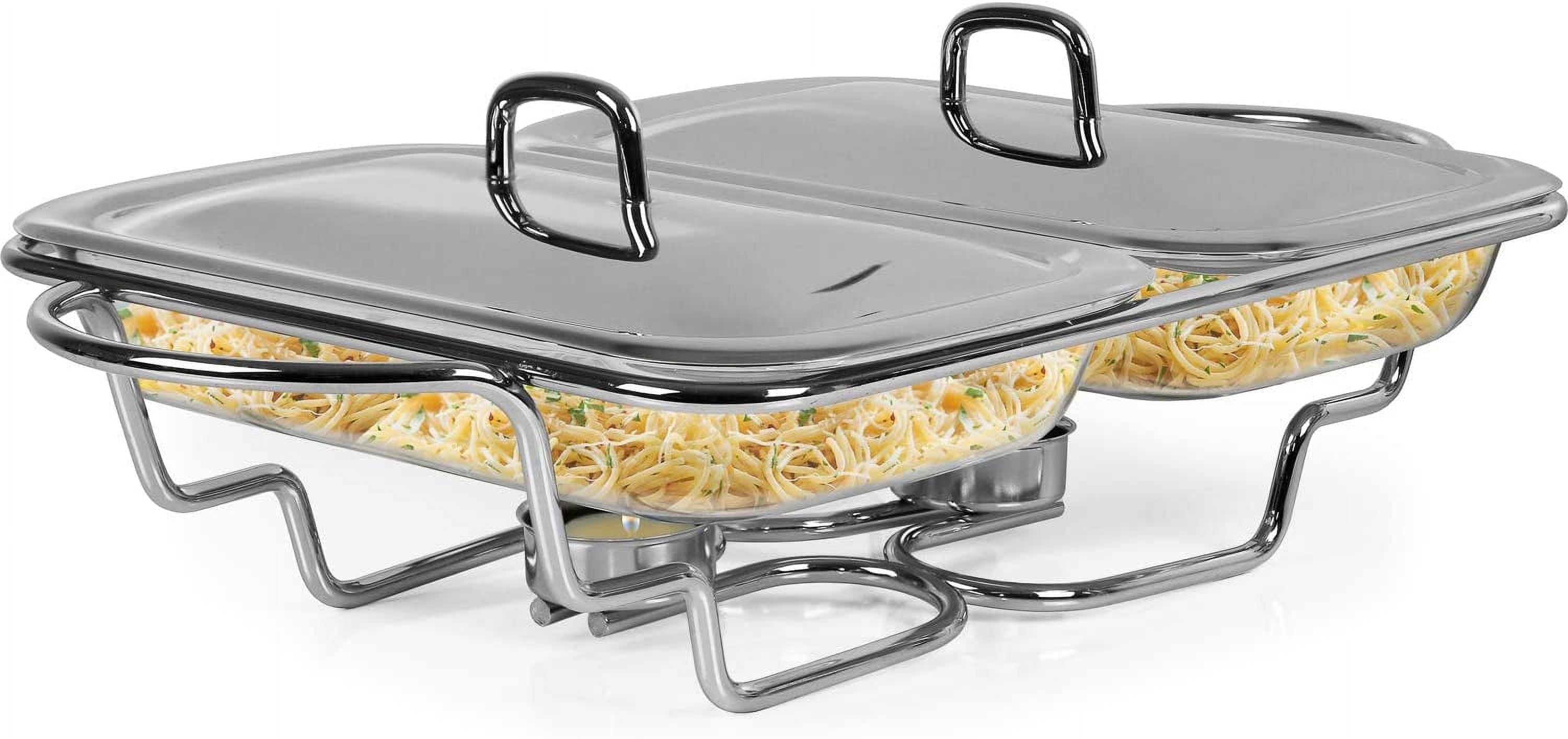 Galashield Stainless Steel Buffet Set with Glass Dishes and Lids
