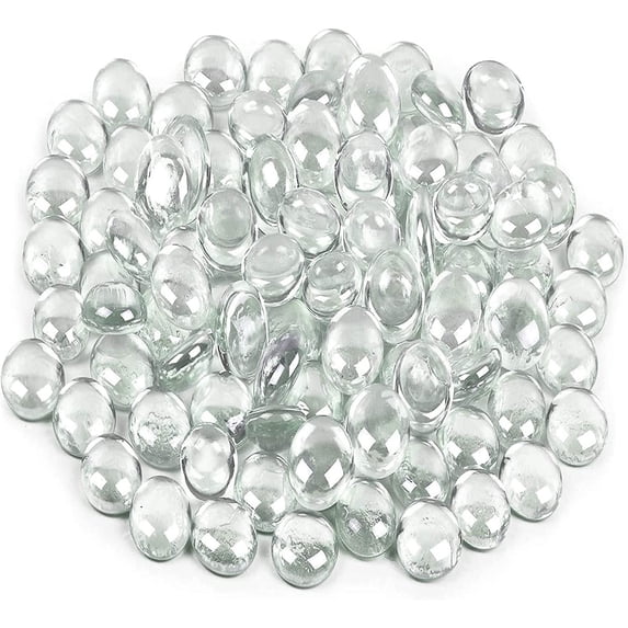 Galashield Clear Flat Glass Marbles, Vase Filler 1 LB, Approx. 100 PCS