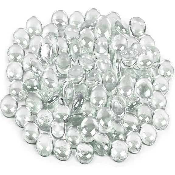 Galashield Clear Flat Glass Marbles, Vase Filler 1 LB, Approx. 100 PCS