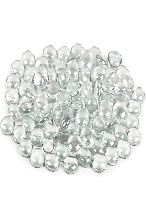 Clear Flat Glass Marbles, Vase Filler 1 LB, Approx. 100 PCS