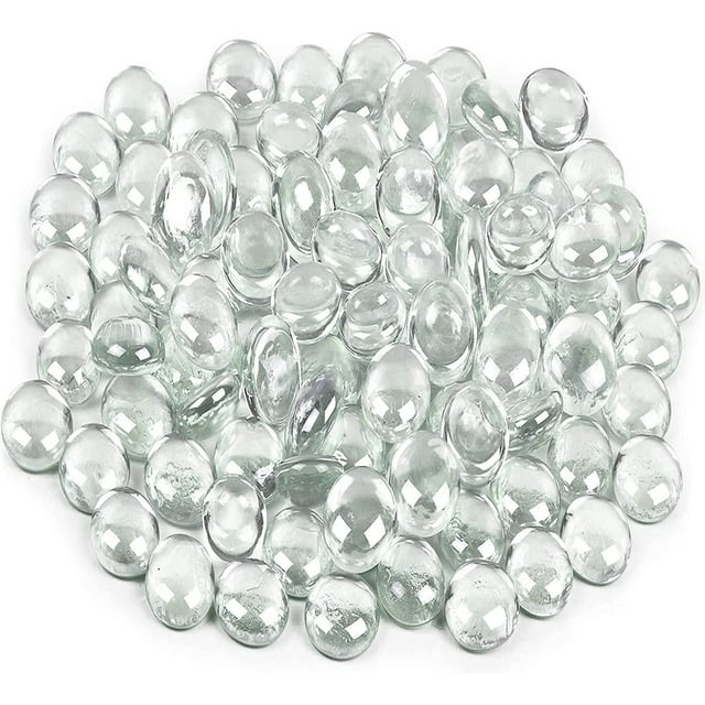 Galashield Clear Flat Glass Marbles for Vases Glass Gems Beads Pebbles Vase Filler 5 lbs, Approx. 450 Pcs