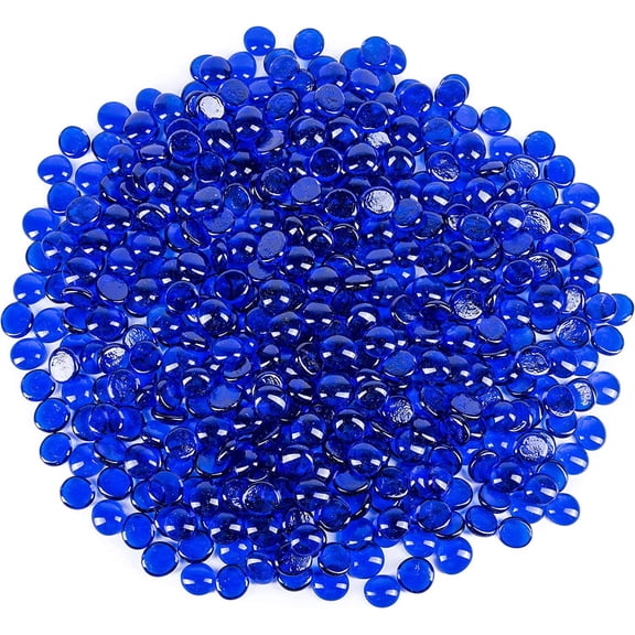 Galashield Cobalt Blue Flat Glass Marbles for Vases Glass Gems Beads Pebbles Vase Filler 5 LBS, Approx. 450 PCS