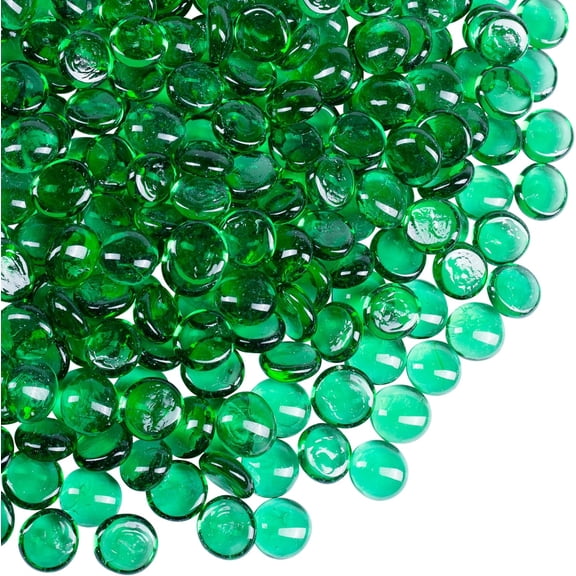 Galashield Flat Glass Marbles Vase Filler Beads 1lb, 100 Green Stones Pebbles Gems