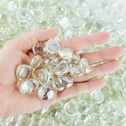Galashield Glass Flat Clear Marbles 1 LB Bag - 100 Stones Glass Pebbles Gems Rocks for Vase Fillers, Home decor, Bowls, Vases