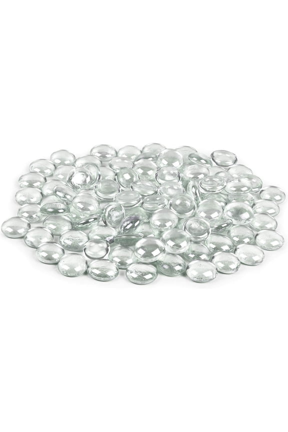 Glass Flat Clear Marbles Glass Pebbles Gems for Vase Fillers Stones Rocks 5 lbs Bag / 500-600 Stones