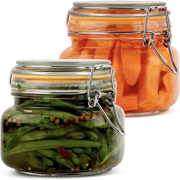 Galashield Glass Jars with Lids 16 oz Food Storage Jars with Airtight Lids Leak Proof Glass Canisters Kitchen Jars [Set of 2]