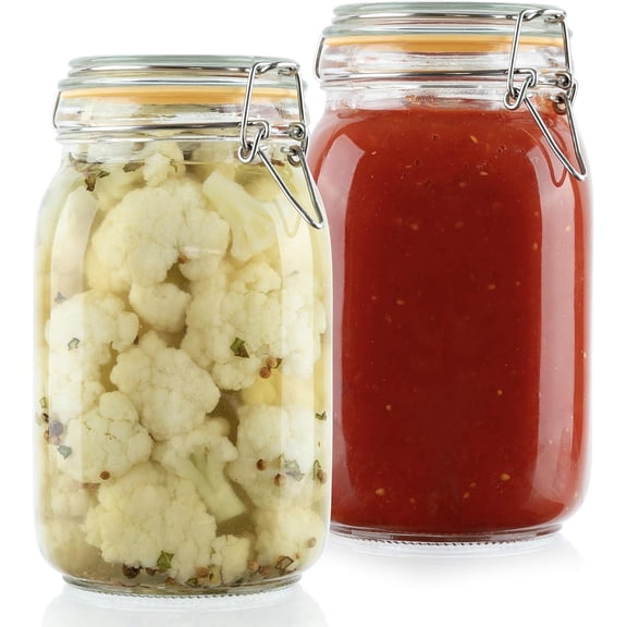 Galashield Glass Jars with Lids 50 oz Food Storage Jars with Airtight Lids Leak Proof Glass Canisters Kitchen Jars [Set of 2]