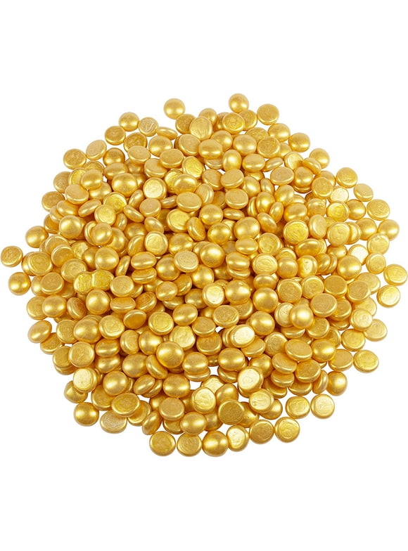 Galashield Gold Flat Glass Marbles for Vases Glass Gems Beads Pebbles Vase Filler 5 LBS, Approx. 450 PCS