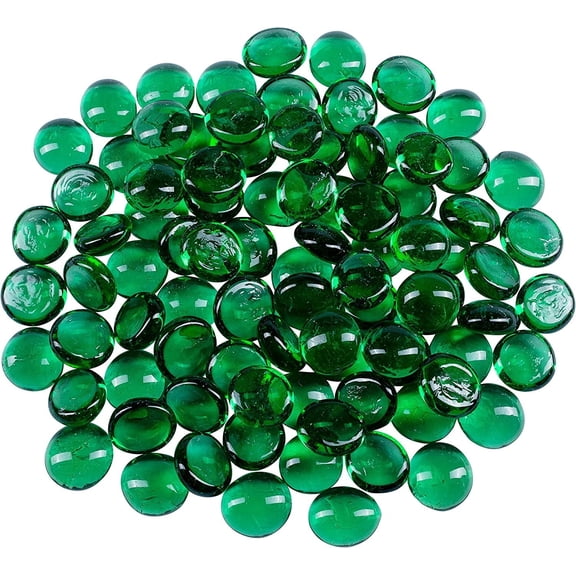 Galashield Green Flat Glass Marbles, Vase Filler 1 LB, Approx. 100 PCS