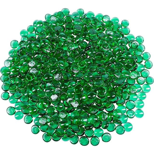 Galashield Green Flat Glass Marbles for Vases Glass Gems Beads Pebbles Vase Filler 5 LBS, Approx. 450 PCS